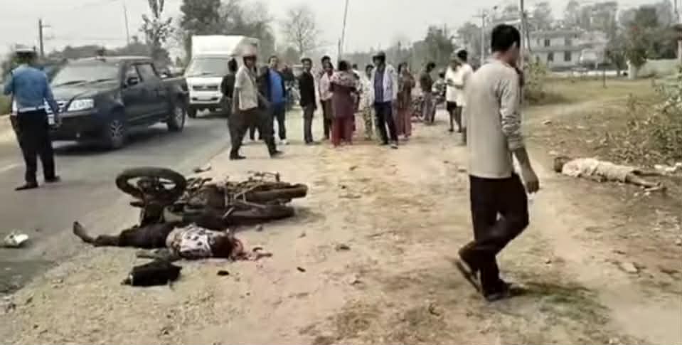कञ्चनपुरमा जिप र मोटरसाइकल ठोक्किएर दुर्घटना, दुई जनाको मृत्यु