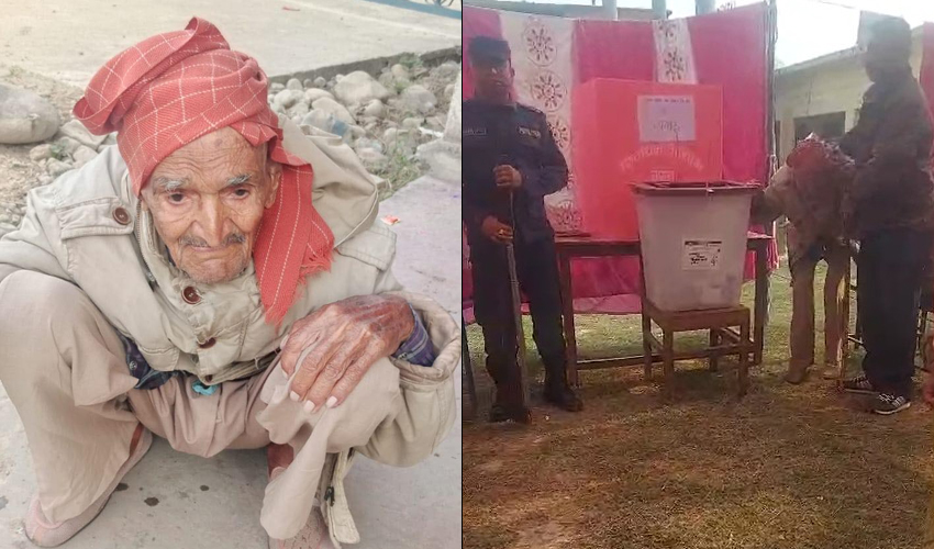कञ्चनपुरमा १०६ वर्षीय वृद्धले गरे मतदान